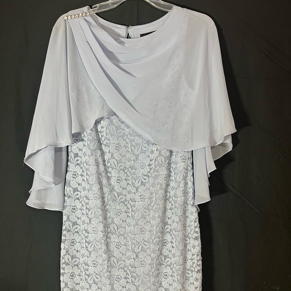 Elegant Light Blue Sequin w/ Overlay Dress